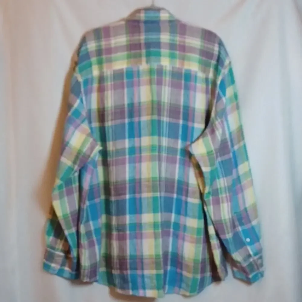 Boden Men's Linen Pastel Color Long Sleeve Plaid Shirt. Size XXL. - Picture 6 of 9